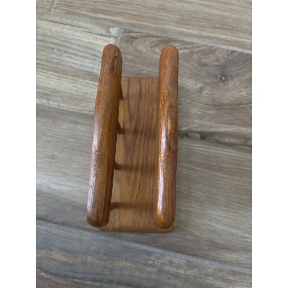 VTG Goodwood Teak‎ Wood Napkin Holder Letter Memo MCM Boho Decor Thailand